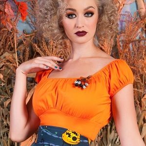 Pinup Girl Clothing Orange Peasant Top